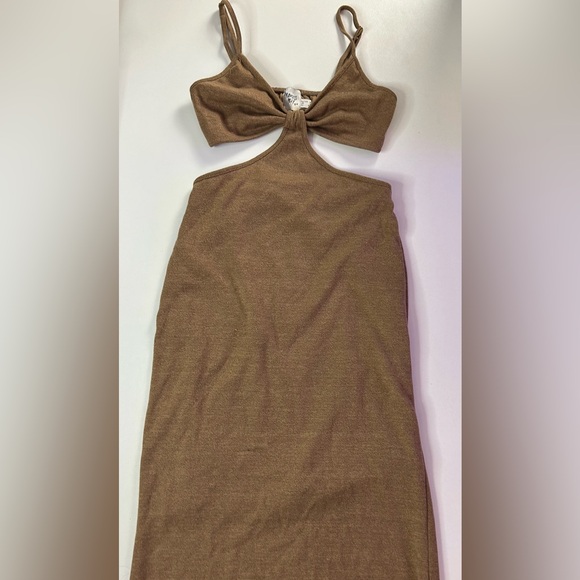 Princess Polly JOCELYN CUT OUT MIDI DRESS | Brown | US 4 - Picture 5 of 5